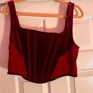 Wine Red Velvet Bustier Corset